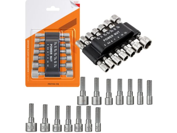 KLUCZE NASADOWE DO WKRĘTARKI ZESTAW 14el