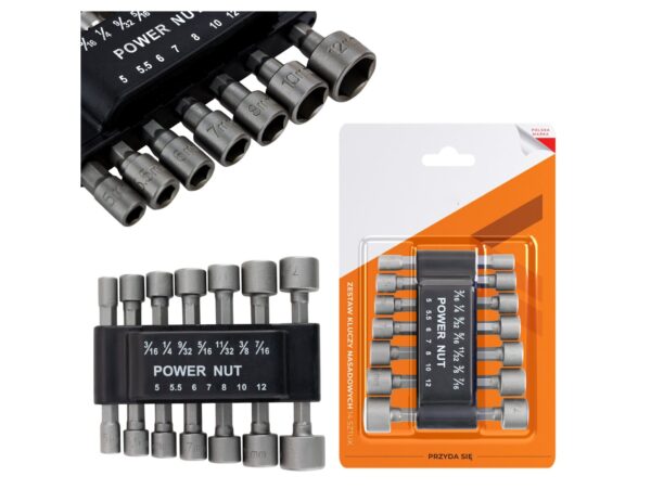 KLUCZE NASADOWE DO WKRĘTARKI ZESTAW 14el