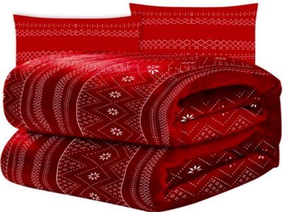 KOC ŚWIĄTECZNY 160x200 + 2 POSZEWKI NA PODUSZKĘ 40x40 ZESTAW - czerwony