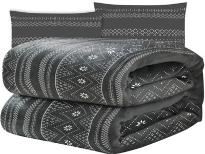 KOC ŚWIĄTECZNY 160x200 + 2 POSZEWKI NA PODUSZKĘ 40x40 ZESTAW - szary