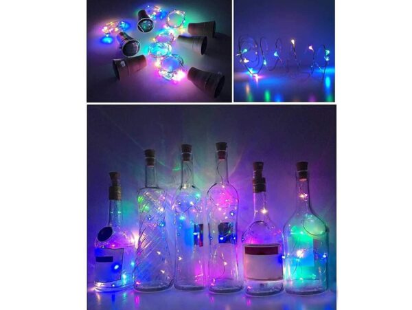 KOREK DO BUTELKI LAMPKI SOLARNE 20 LED #4543 - multikolor