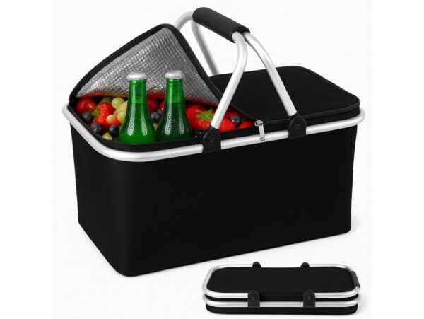 KOSZ PIKNIKOWY 49x27 DWIE RĄCZKI - czarny