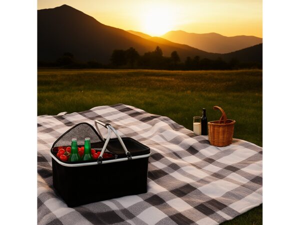 KOSZ PIKNIKOWY 49x27 DWIE RĄCZKI - czarny