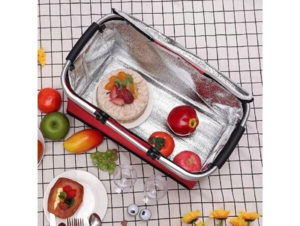 KOSZ PIKNIKOWY 49x27 DWIE RĄCZKI - czerwony