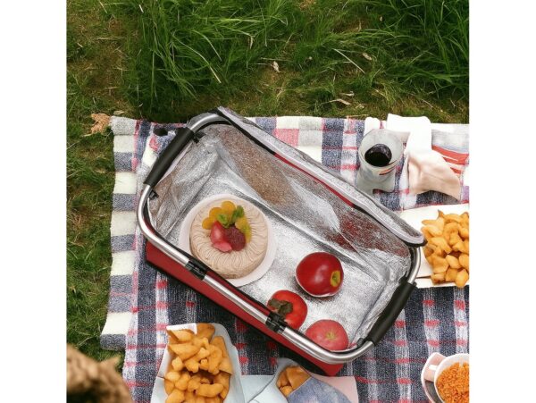 KOSZ PIKNIKOWY 49x27 DWIE RĄCZKI - czerwony