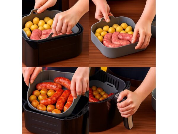 KOSZYK SILIKONOWY FORMA DO FRYTKOWNICY AIR FRYER 17x17x6cm