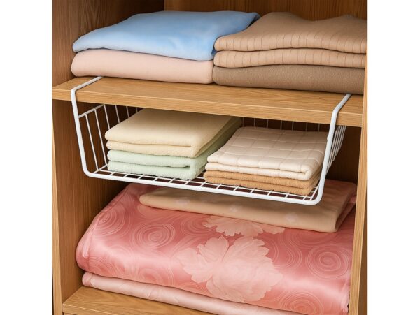 KOSZYK WISZĄCY DO SZAFY PODWIERZANY 32x23x8,5cm - biały