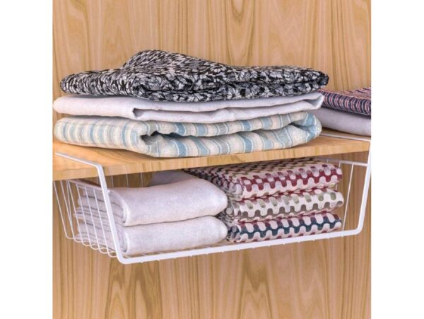 KOSZYK WISZĄCY DO SZAFY PODWIERZANY 32x23x8,5cm - biały