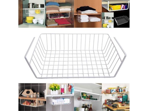 KOSZYK WISZĄCY DO SZAFY PODWIERZANY 32x23x8,5cm - biały