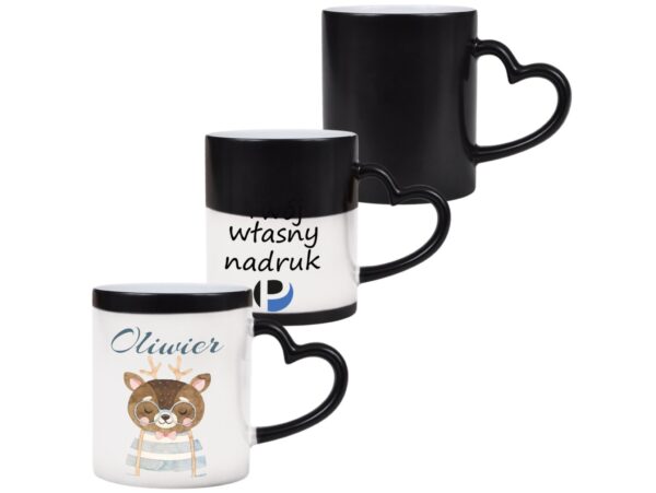 KUBEK DO SUBLIMACJI 330ML CZARNY MAGICZNY UCHWYT SERCE