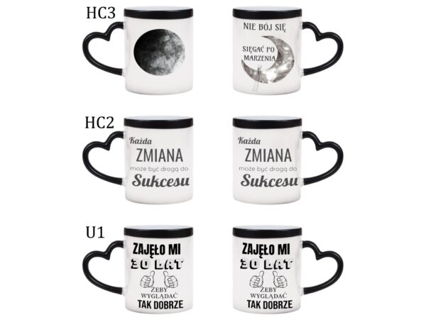 KUBEK DO SUBLIMACJI 330ML CZARNY MAGICZNY UCHWYT SERCE