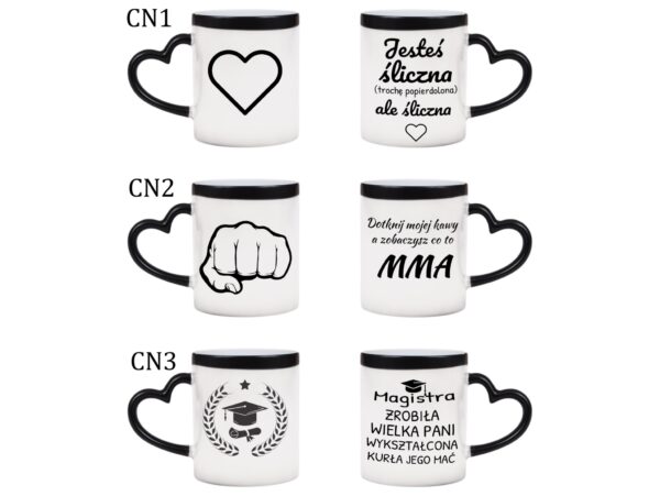 KUBEK DO SUBLIMACJI 330ML CZARNY MAGICZNY UCHWYT SERCE