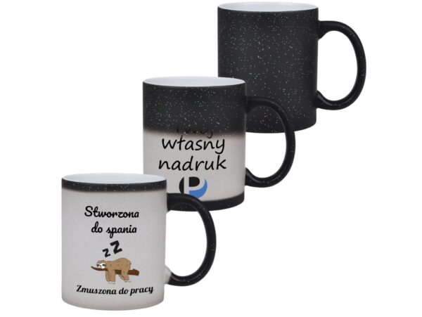 KUBEK DO SUBLIMACJI 330ML CZARNY MAGICZNY Z BROKATEM