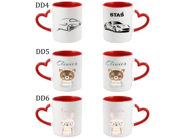 KUBEK DO SUBLIMACJI 330ML CZERWONY UCHWYT SERCE