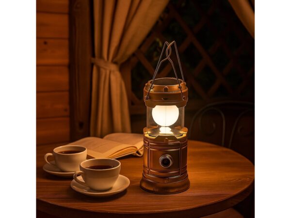 LAMPA KEMPINGOWA SOLAR AKUMULATOR 2w1 - złoty