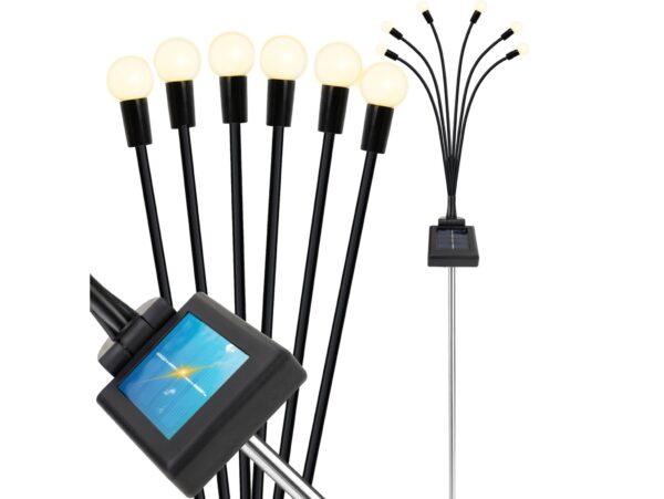 LAMPA OGRODOWA SOLARNA 6 LED KULKI - ciepły biały