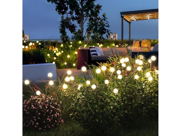 LAMPA OGRODOWA SOLARNA 6 LED KULKI - ciepły biały