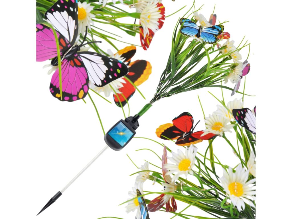 LAMPA SOLARNA OGRODOWA KWIATY - biała łąka