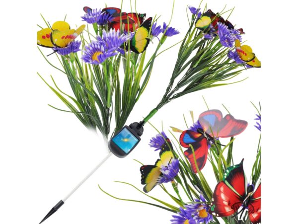 LAMPA SOLARNA OGRODOWA KWIATY - fioletowa łąka