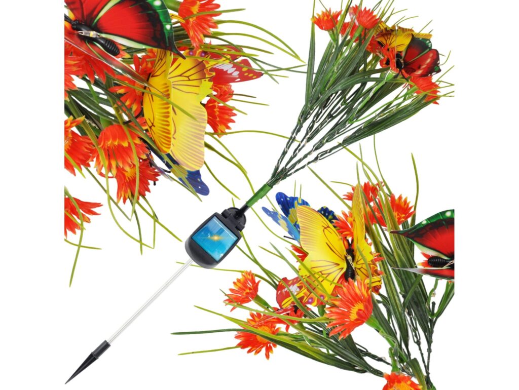 LAMPA SOLARNA OGRODOWA KWIATY - pomarańczowa łąka