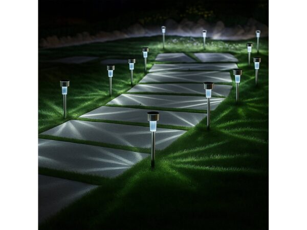 LAMPA SOLARNA OGRODOWA WBIJANA - srebrny