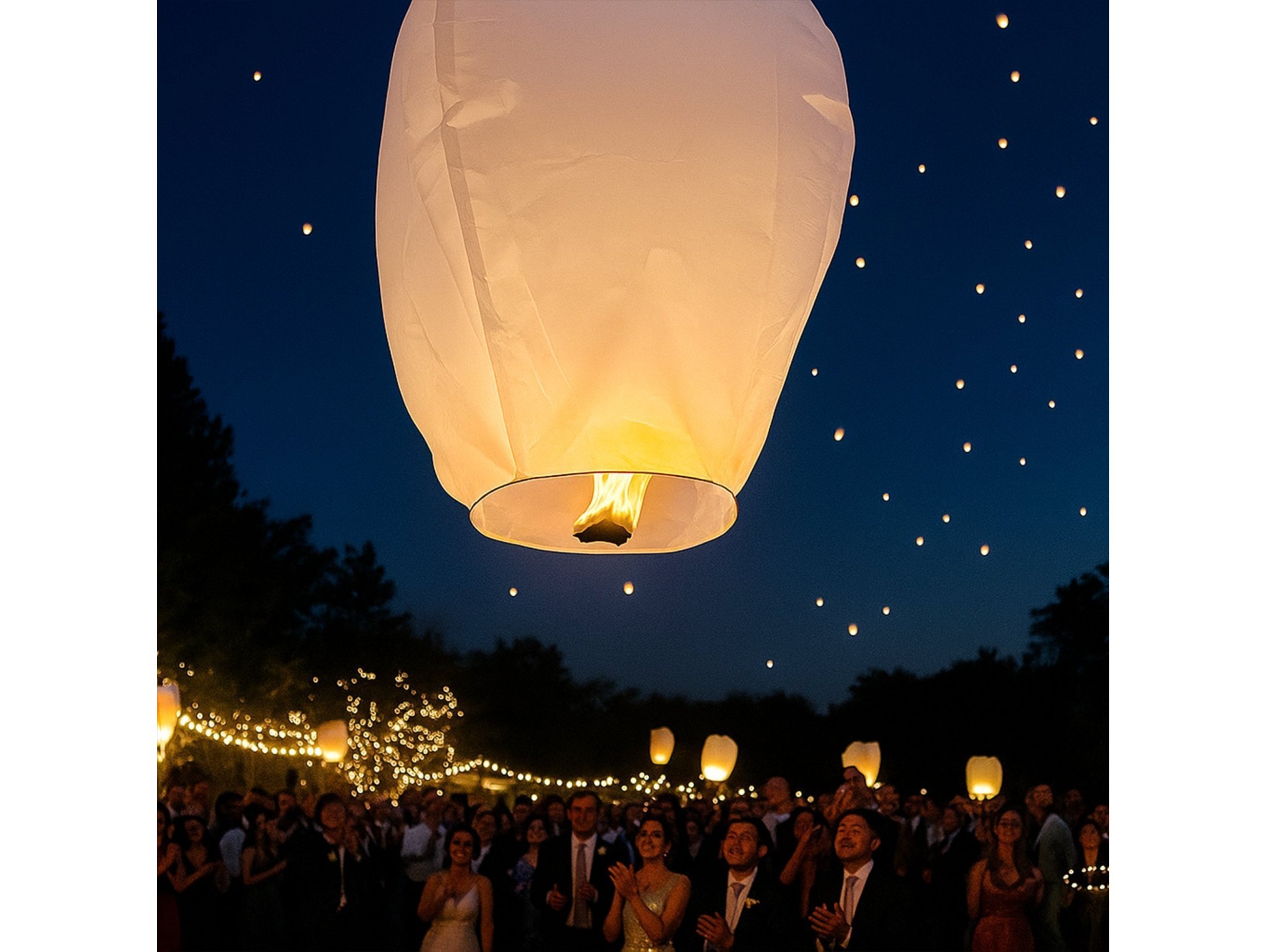 LAMPION SZCZĘŚCIA LATAJĄCY - biały 10SZT