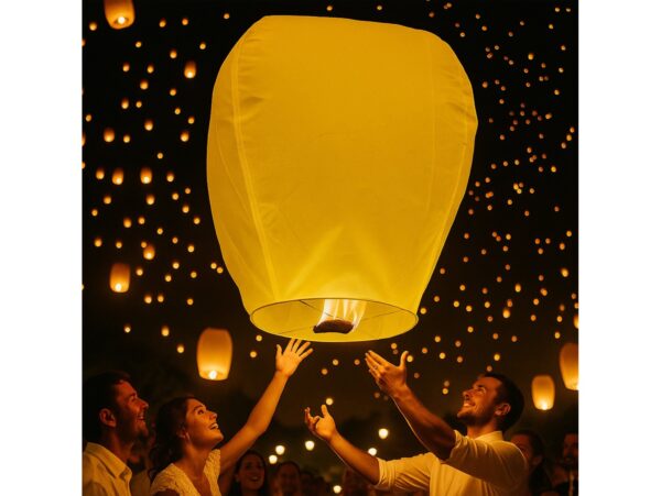 LAMPION SZCZĘŚCIA LATAJĄCY - żółty