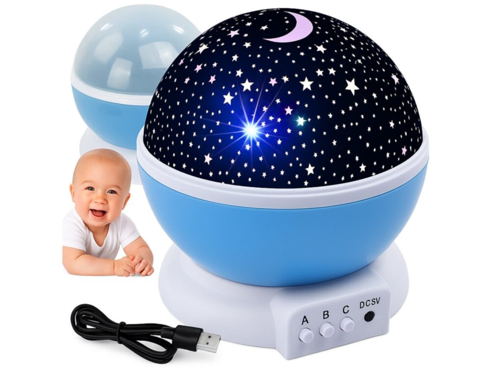 LAMPKA NOCNA NA USB KULA GWIAZDKI PROJEKTOR - niebieski