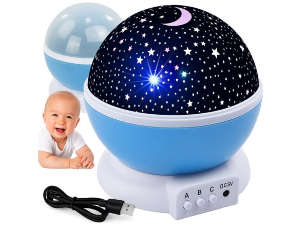 LAMPKA NOCNA NA USB KULA GWIAZDKI PROJEKTOR - niebieski