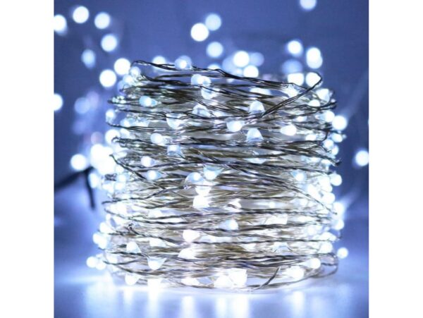 LAMPKI 200 LED DRUCIKI SOLARNE - zimny biały