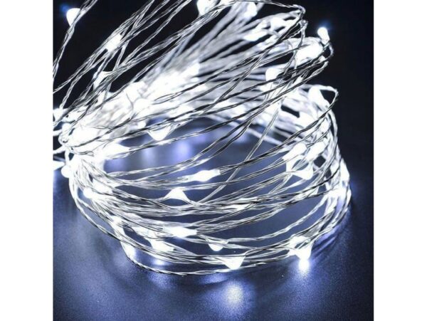 LAMPKI 200 LED DRUCIKI SOLARNE - zimny biały