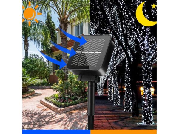 LAMPKI 200 LED DRUCIKI SOLARNE - zimny biały