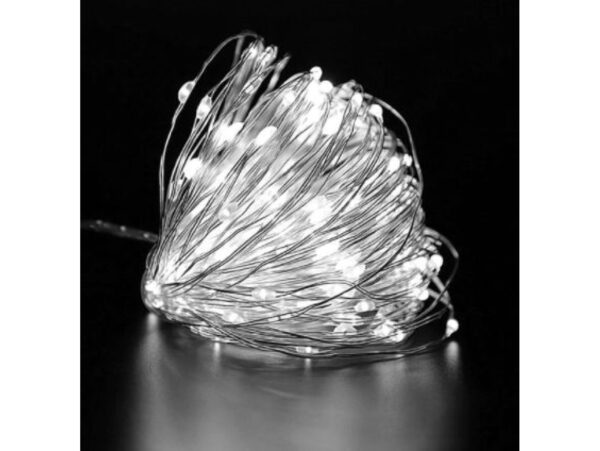 LAMPKI DRUCIKI 100 LED NA BATERIE - biały zimny