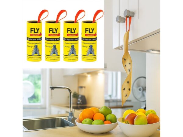 LEP NA OWADY MUCHY PUŁAPKA LEPOWA TAŚMA 4 ROLKI