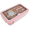 LUNCHBOX ŚNIADANIÓWKA POJEMNIK NA ŚNIADANIE OBIAD SZTUĆCE Z BIDONEM ZESTAW - różowy jednorożec