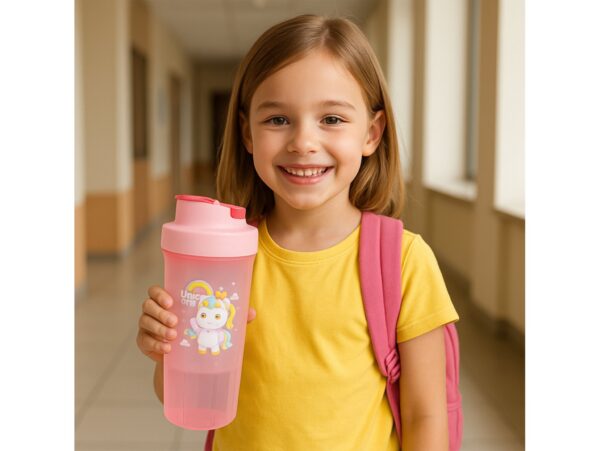 LUNCHBOX ŚNIADANIÓWKA POJEMNIK NA ŚNIADANIE OBIAD SZTUĆCE Z BIDONEM ZESTAW - różowy jednorożec