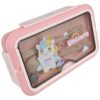LUNCHBOX ŚNIADANIÓWKA POJEMNIK NA ŚNIADANIE OBIAD SZTUĆCE Z BIDONEM ZESTAW - różowy jednorożec