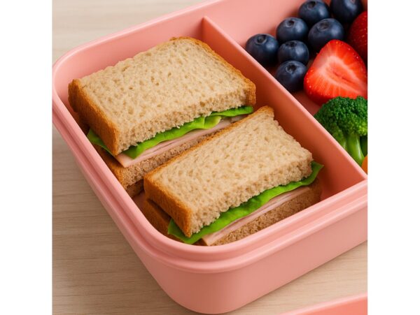 LUNCHBOX ŚNIADANIÓWKA POJEMNIK NA ŚNIADANIE OBIAD SZTUĆCE Z BIDONEM ZESTAW - różowy siedzący jednorożec