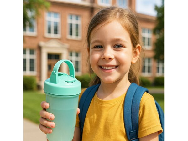 LUNCHBOX ŚNIADANIÓWKA POJEMNIK NA ŚNIADANIE OBIAD SZTUĆCE Z BIDONEM ZESTAW - zielony z dinozaurem