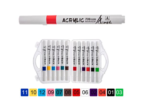 MARKERY PISAKI MAZAKI AKRYLOWE 12SZT