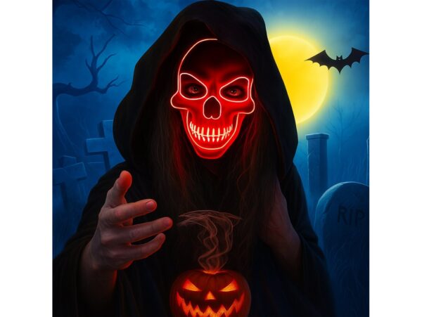 MASKA ŚWIECĄCA LED HALLOWEEN - czerwony