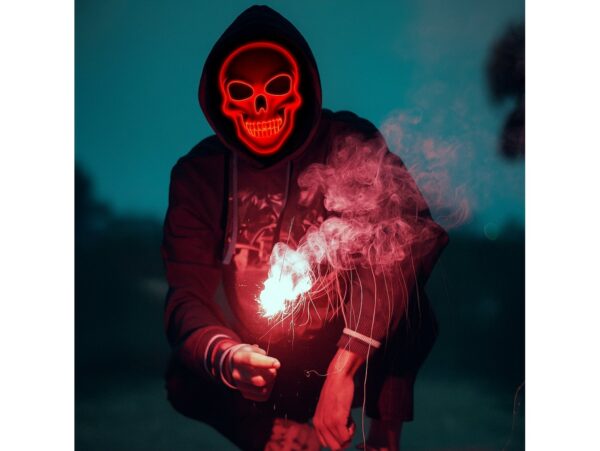 MASKA ŚWIECĄCA LED HALLOWEEN - czerwony