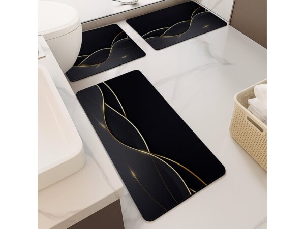 MATA ŁAZIENKOWA SZYBKOSCHNĄCA 50X80 - czarny fale