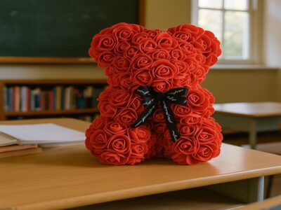 MIŚ Z RÓŻ 25CM Z PŁATKÓW RÓŻ PREZENT MATKI KOBIET