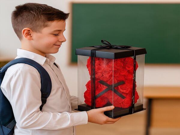 MIŚ Z RÓŻ 25CM Z PŁATKÓW RÓŻ PREZENT MATKI KOBIET