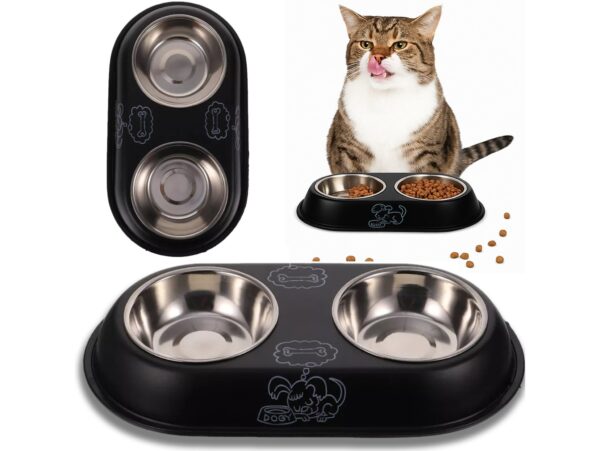 MISKA METALOWA PODWÓJNA DLA PSA KOTA