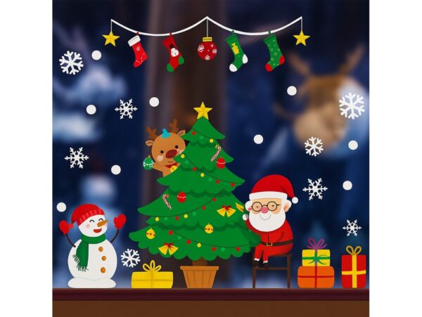 NAKLEJKI NA OKNO ŚWIĄTECZNE 48x34 2 ARKUSZE - ubieranie choinki