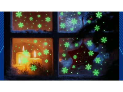 NAKLEJKI NA OKNO ŚWIĄTECZNE ŚNIEŻYNKI FLUORESCENCYJNE