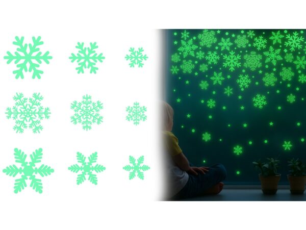 NAKLEJKI NA OKNO ŚWIĄTECZNE ŚNIEŻYNKI FLUORESCENCYJNE