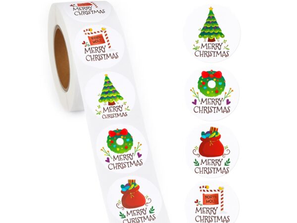 NAKLEJKI ŚWIĄTECZNE ROLKA 500SZT - wzór 3